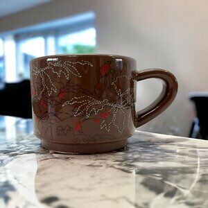 2009 Starbucks Brown Red Berries Holiday 10 Oz. Stackable Cups